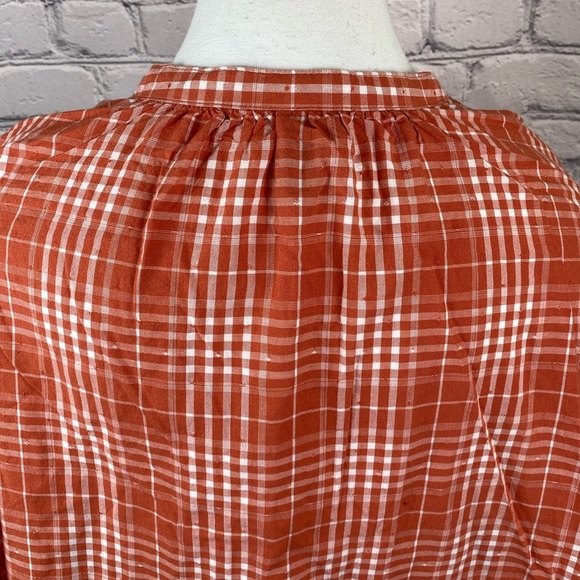 Universal Thread Orange Cream Plaid Blouse Large Lightweight Flannel Shirt NWT - Picture 11 of 11